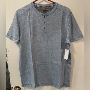 Flag & Anthem Mens Henley Neck Short Sleeve T-Shirt Color Light Blue Size Medium